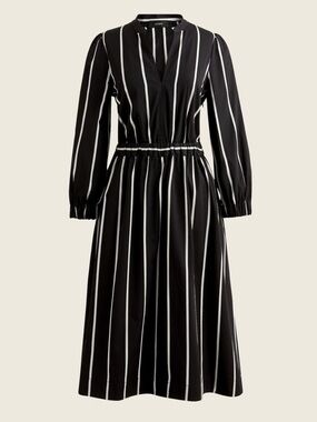 J.CREW Cinched-Waist 100% Cotton Poplin Midi Dress In Stripe